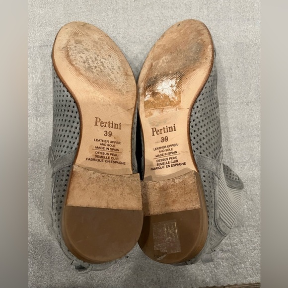 [39/US8.5]Pertini Sage Gray Perforated Ankle Light Suede Boots - Picture 4 of 8